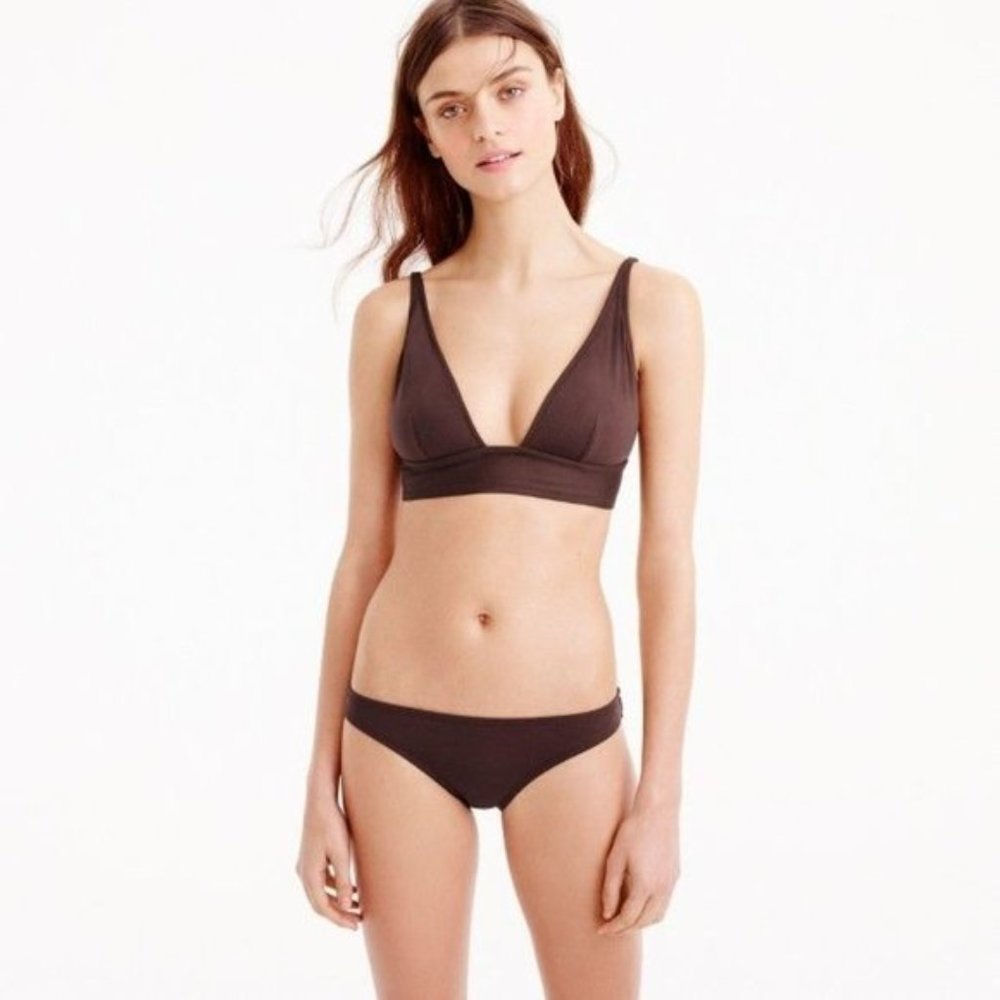 J. Crew Plunge V-neck Bikini Top Rustic Coffee